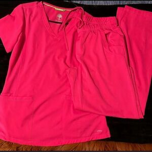 Healing Hands Bright Pink Scrub Set